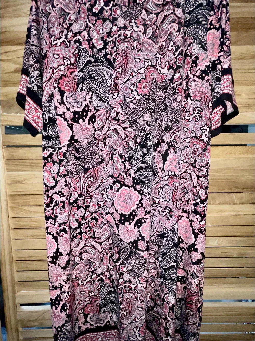 Michael Kors Paisley Print Shift Dress | 2X | Pink & Black Scoop Neck Plus Size